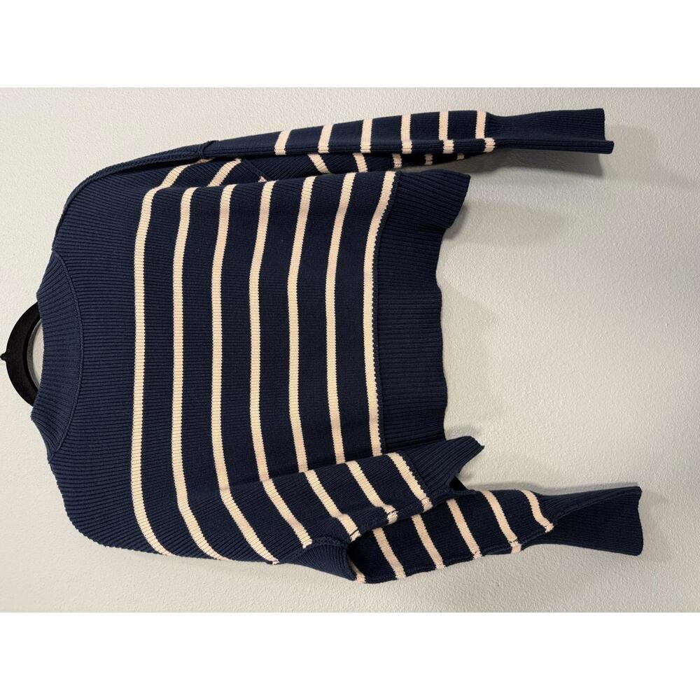 Free People Easy Street Crop Striped Pullover Sweater, Women's XS, Navy Blue - Picture 5 of 7